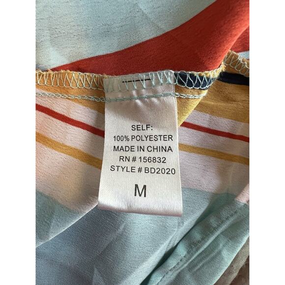 Bibi Women's Junior Dress Size Medium Button Front Multicolor Striped Midi - Picture 9 of 10